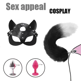 Anal Toys Sex for Woman Cosplay Mask Tail Plug Metal Anus Butt Half Cat Party Sexy Adult Game Masks BDSM 230925