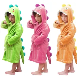 Pyjamas lolanta barn plysch huva badrock dinosaurie flanell fleece mantel för pojkar flickor sömnkläder förklädningsgåva 230925