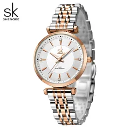 Damenuhren Mode Relogio Frauen Feminino Shengke sk Rose Golden Edelstahl Damen Quarz-Armbanduhren Damen Bunte Uhr 230925