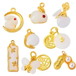 Charms 10st Söt fjäril Bambu Lucky Charm Pendant For Women's CollarBone Chain Earrings Diy Jewelry Making Supplies Gifts