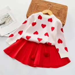 Clothing Sets Baby Girls Clothes Set Winter Autumn Kids Knitted Sweaters Tops+skirt Warm Children Suits Outfits 230927