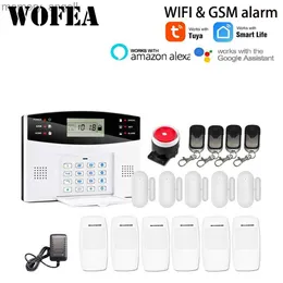 Alarm Systems wofea iOS Android Tuya Smart LifeApp Control Wireless Home Security WiFi GSM Alarm System Tvåvägs Intercom SMS Meddelande för Power YQ230927