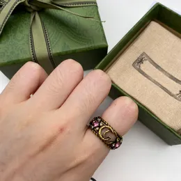 Bandringe Designer-Ring Volldiamant-Ring G-Schmuck Ineinandergreifender Ring Blumenausschnitt-Ring Verlobungsgeschenk