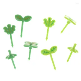 Gafflar 8st Fruit Vork Tandenstoker Bladeren Salade Tiny Mini Cake Picks Voor barn för barn att ta dagis