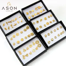 Stud Asonsteel 6 pares caixa s vintage brincos femininos conjunto de floco de neve piercing aço inoxidável moderno cor de ouro 2023 230926