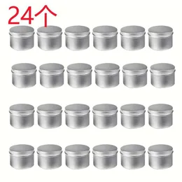 24 Pack Round Metal Tins Box Candle Tin Black Aluminium Jar förvaring Tom Pot Cream Cemmetic Container259K
