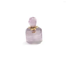 Pendant Necklaces Square Natural Stone Fluorite Perfume Bottle Essential Oil Diffuser Healing Charm Jewelry Accessories Gift For Women