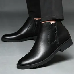 Stiefel Britische Spitze Echtleder Schuhe Herren Mode Formelle Kleidung Oxfords Business Braun Schwarz Booties Plus Größe