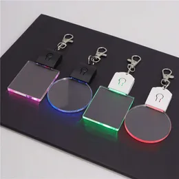 5/10/30pcs LED 3D فارغة acrylic keychain rgb ملونة ليلة ضوء المفتاح مصباح الزفاف ديكور عيد الميلاد ديي هدية المفتاح الخاتم