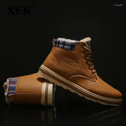 부츠 XEK 슈퍼 따뜻한 겨울 남성 고품질 PU 가죽 가죽 나도 저항하는 캐주얼 신발 작업 패션 ZLL484