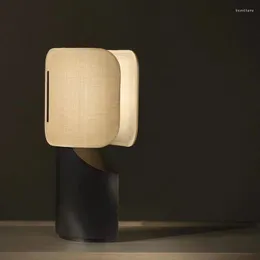مصابيح المائدة اليابانية الحديثة البسيطة المصباح الخشبي Zen غرفة نوم بجانب السرير غرفة الصينية النمط المخصص الفني الإبداعي