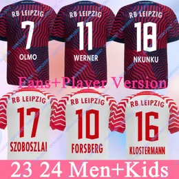 Neue RBL 23 24 Leipziges POULSEN Fußballtrikots Heim Auswärts On Fire OLMO NKUNKU WENNER FORSBERG 2023 2024 SABITZER Fußballtrikot Herren Kinder Kits Uniforme di calcio