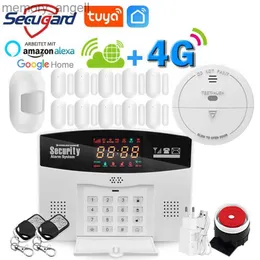 Alarm Systems 4G Sim Tuya Smart Burglar Host GSM Home Security Alarm System 433MHz Wireless Wired Zone Remote App Control Alexa YQ230927