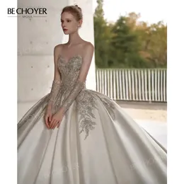 Urban Sexy Dresses Wedding Dress Ball Gown Gorgeous Sweetheart Beaded Satin Bride 2024 Royal Train Fashion Princess Bechoyer B511 Vestido de Noiva 230927