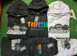 Trapstar full tracksuit hoodie rainbow towel embroidery decoding hooded sportswear men and women suit zipper trousers Motion current 625ess