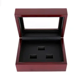 Red Black PU Leather Wooden Box Organizer Portable 12x16x7cm 2-9 Hole Case Championship Sports Ring2989