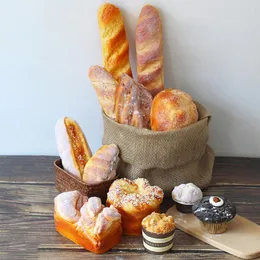 Flores decorativas simulação pão ornamentos francês baguette bolo padaria artesanato crianças brinquedo decoração de casa artificial falso modelo de cozinha