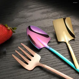 Skedar 6 st Fruit Fork Spoon Kök Flatvaror Delikat Supply Rostfritt stål Långhandtagsgadget