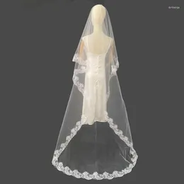 Veli da sposa Accessori da sposa Velo lungo in pizzo Lunghezza pavimento Chiesa Bianco Velo da sposa