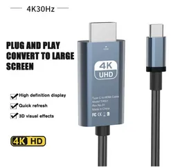 Type C To HDMI-Compatible Adapter Cable 1080p 4K 30Hz 60HZ HDTV Converter Cable USB-C port Cable For Projector PC Laptop Tablet