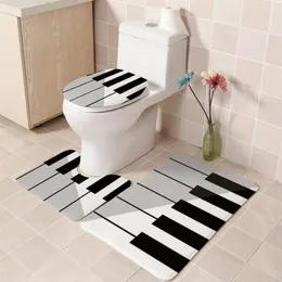 3 pieces bathroom set simple piano printed anchor bath flatoilet cover mat pedestal rug nonslip floor toilet bathroom sets297c