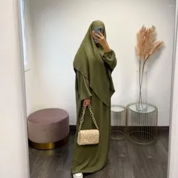 Ethnic Clothing Abaya With Khimar Set Jilbab 2 Piece Ramadan Eid Long Hijab Dress Muslim Women Prayer Clothes Turkey Islam Dubai Modest