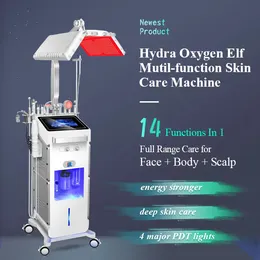 New design 14 in 1 fine lines reduce water oxygen jet aqua peel facial black heads removal machine with photon led light therapy