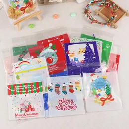Christmas Decorations Grhuct 100pcs/lot Merry Baking Packaging Bags Cartoon Santa Claus Snowman Snack Candy Cookies Storage Bag