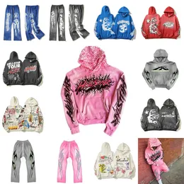 Erkek Hoodies Hellstar Hoodies gömlek sweatshirtler Bahar ve Sonbahar Hellstar Spor Takım Uzun Kollu Pantolon Sokak Hip Hop Retro Alfabe Baskı Yüksek Cehennem Yıldız He 9 70BL