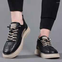 Chaussures décontractées 2023 en cuir véritable pour hommes, chaussures de marque en vache souple, noires et blanches, KA4500