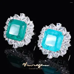 Cluster Rings Vinregem Luxury 18.5MM Lab Created Emerald Paraiba Tourmaline Gemstone Vintage Ring For Women Cocktail Fine Jewelry Wholesale