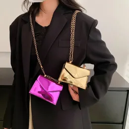 Evening Bags Trendy Women Hologram Mini Cute Crossbody Bag Evening Gold Chain Purse Mirror Pu Leather Shoulder Bag For Girls 230927