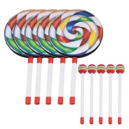 Learning Toys 5Pack 8Inch Lollipop Drum with Mallet Rainbow Color Music Rhythm Instruments Kids Baby Children Playing Toy 230926
