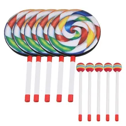 Lärande leksaker 5pack 8inch lollipop trumma med mallet regnbåge färgmusik rytm instrument barn baby barn som spelar leksak 230926