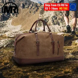 Duffel Bags MARKROYAL Canvas Leather Men Travel Bags Carry On Luggage Bag Men Duffel Bag Handbag Travel Tote Large Weekend Bag Drop 230926