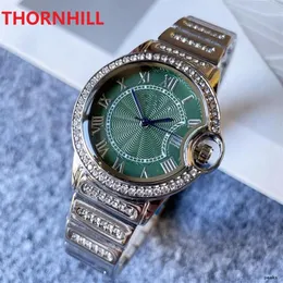 Luxury Women Full Diamonds Fashion Watches Time Tabell 35mm Relojes de Marca Mujer Silver Lady Dress Wristwatch Quartz Clock254a