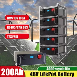 48V 200AH LIFEPO4 بطارية حزمة 5KW 4000+ COLLES Solar Lithium Battery CAN BUS RS485 مع 32 بالتوازي مع Storge Home Storge