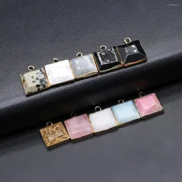 Pendant Necklaces Charms Natural Stone Square Agates For Jewelry Making DIY Necklace Bracelet Earrings Accessories 12mm