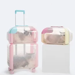 Suitcazy Strollery Care S Cute Transporter Oddychający nowość zwierzęta na świeżym powietrzu Travel Jaula Para Gatos Pet Accessories 230927