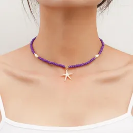 Choker Bohemian Handmade Beads Chain Starfish Shell Pendant Necklace For Women Fashion Jewelry Beach Strand Goth Clavicle Gifts