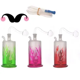 Wholesale colorful Mini Flame hookah Newest 10mm female glass water dab rig bong with oil burner bowl and silicone hose for smoking