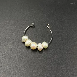 Pierścienie klastra Zhouyang Freshwater Pearls Lęk lęk dla kobiet regulowany pierścień fidget obrotowy koralik stres biżuteria KBR037