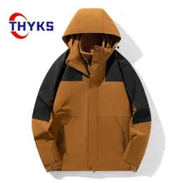 Outdoor-Jacken Hoodies Abnehmbarer Wanderanzug Herren Winddicht Wasserdicht Warm Bequem Paar Zweiteiliges Set Kapuzenjacke in Kontrastfarbe 230926