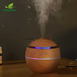 Umidificatori Kinscoter Mini diffusore di aromi con venature del legno Umidificatore portatile USB da 130 ml con luce notturna YQ230927