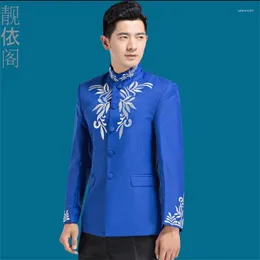 Men's Suits Embroidery Blazer Men Formal Dress Latest Coat Pant Designs Suit Costume Chinese Tunic Marriage Wedding For