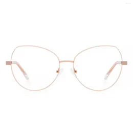 Armações de óculos de sol borboleta oval metal óculos de aro completo Leoptique W3001 ouro rosa