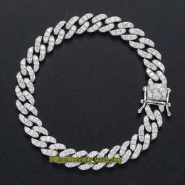 Nowy Diamentowy naszyjnik w Europie i Ameryce 9 mm pojedynczy rzędowy CZ Diamond lodowany kubański łańcuch dla męskich i kobiet łańcuch bransoletki 238k
