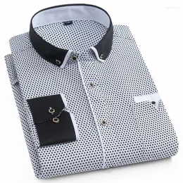 Men's Casual Shirts High Quality Men Shirt Spring Long Sleeve Turn-Down Collar Polka Dot Print Male Camisas Para Hombre