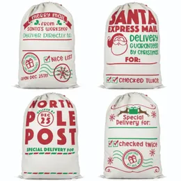 الفراغات DIY Sublimation Gift Bags Canvas Candy Bag مع الرباط لزخارف عيد الميلاد في عيد الهالوين