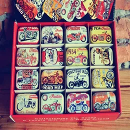 32pcs box Vintage Motorbike design Tin Box Metal Coin Saver Small Jewerly Case case 16 designs Chocolate Gift Box3009